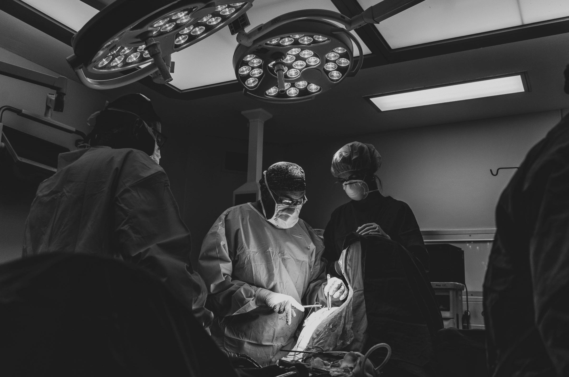 Surgeons in action in one of the theatres at JSH performing a modern surgical procedure.